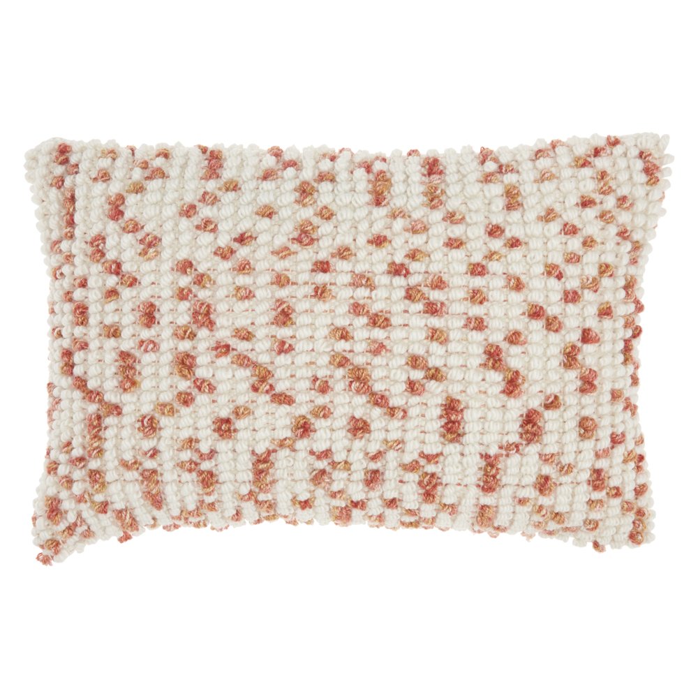 14" X 20" Coral and Beige Ribbed Indoor Outdoor Throw Pillow With Texture