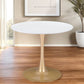 35" White And Gold Rounded Steel Pedestal Base Dining Table