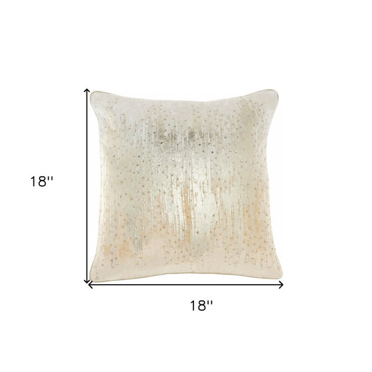 18" Cream Velvet Throw Pillow