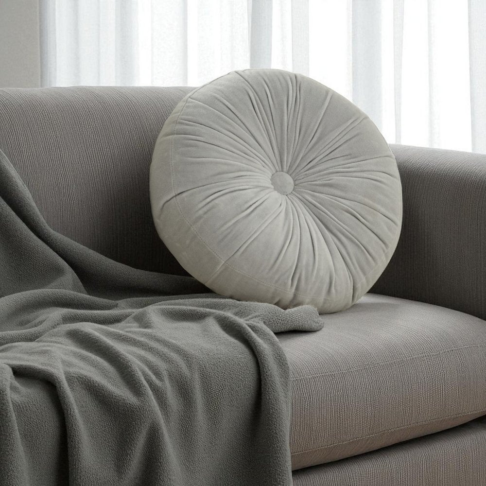 16" X 16" Light Gray Round Velvet