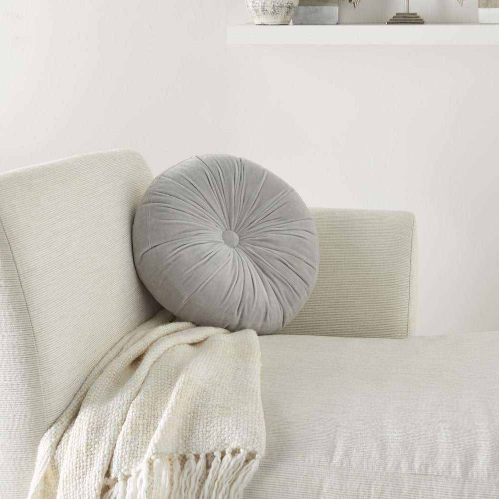 16" X 16" Light Gray Round Velvet