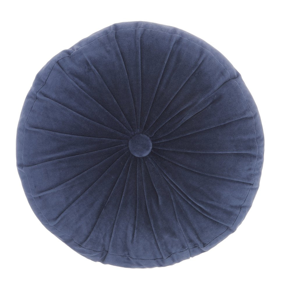 16" X 16" Dark Blue Round Velvet Throw Pillow
