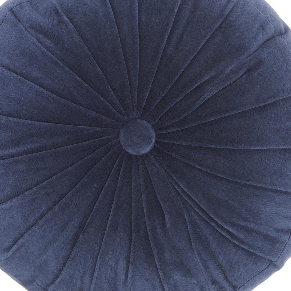 16" X 16" Dark Blue Round Velvet Throw Pillow