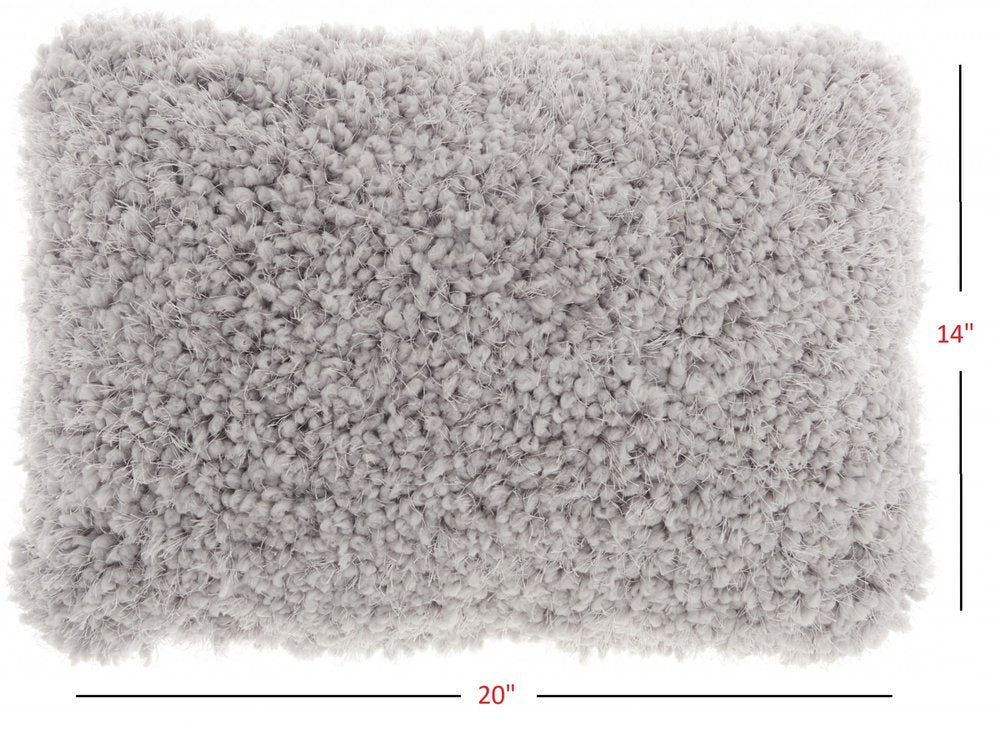 Pale Gray Knubby Plush Lumbar Throw Pillow