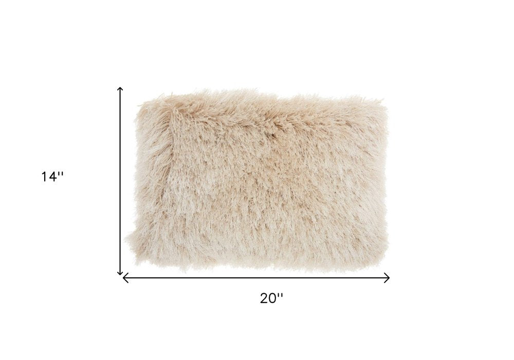 14" X 20" Beige Throw Pillow