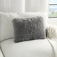 14" X 20" Slate Gray Faux Fur Throw Pillow