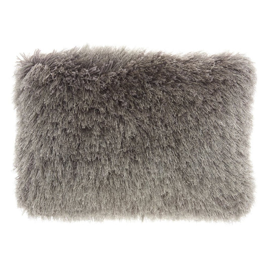 14" X 20" Slate Gray Faux Fur Throw Pillow