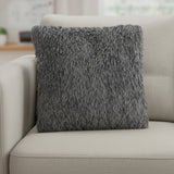 Square Charcoal Shag Throw Pillow