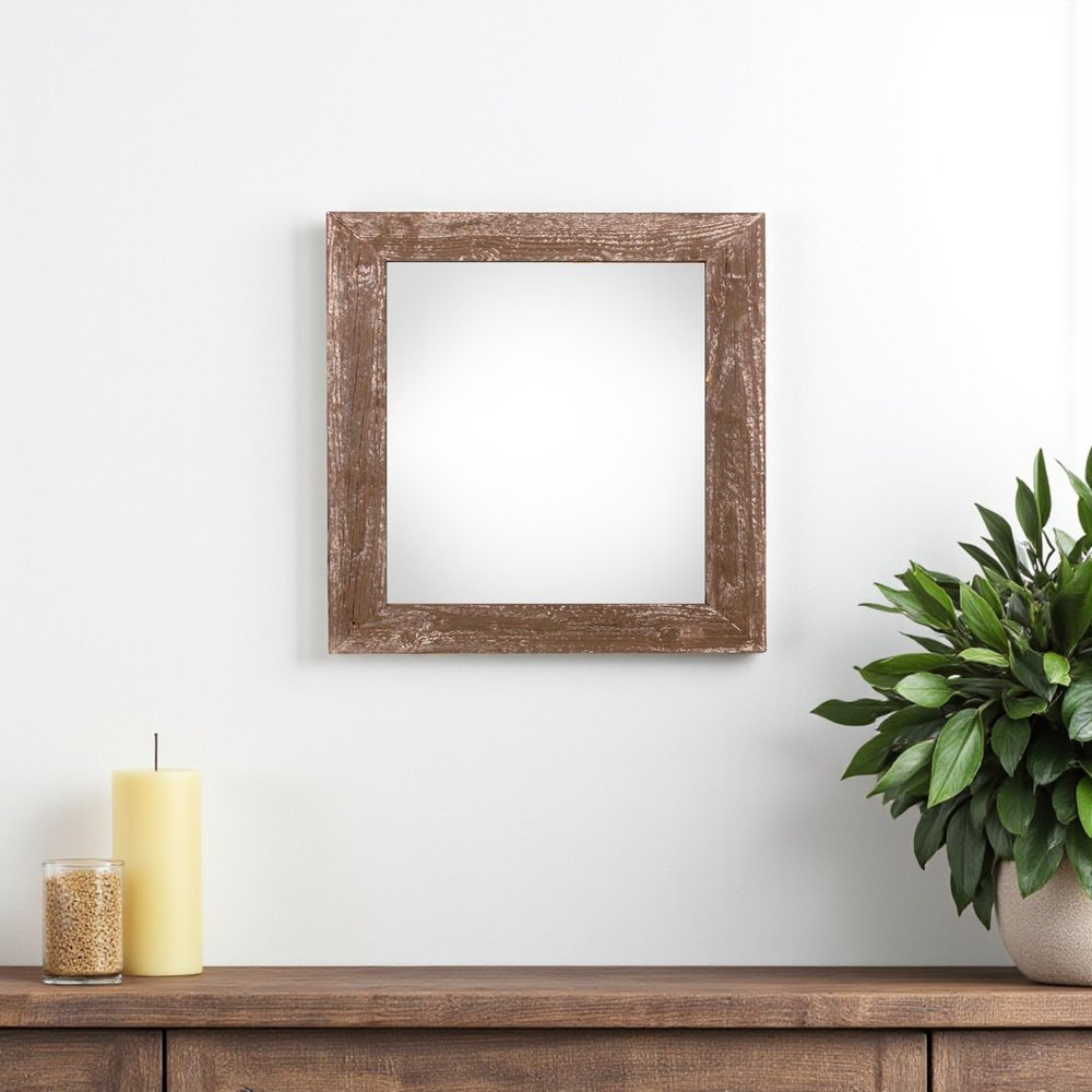 10" x 10" Brown Solid Wood Hanging Picture Frame