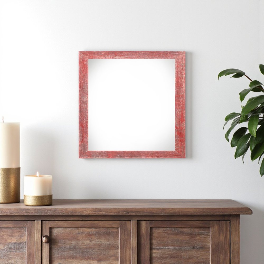 10" x 10" Red Solid Wood Hanging Picture Frame