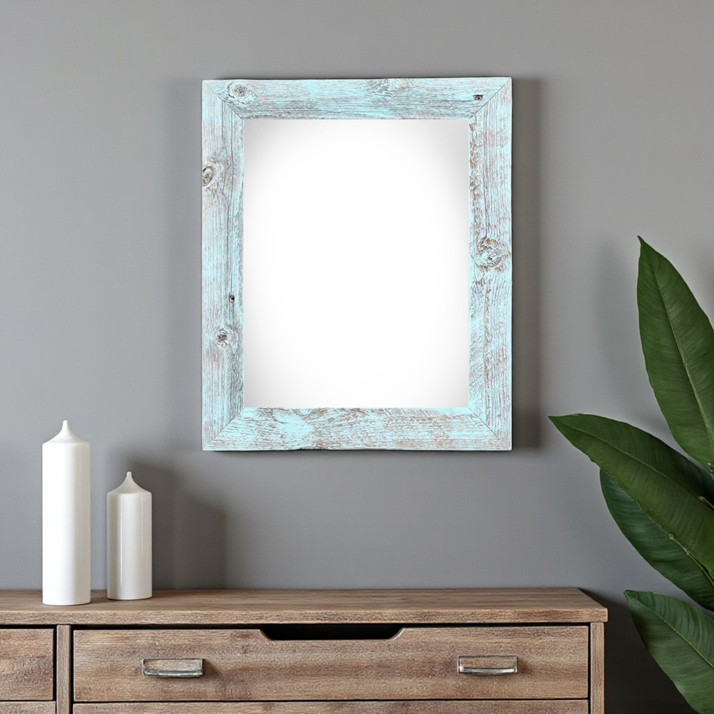 12" x 16" Light Blue Distressed Solid Wood Hanging Picture Frame