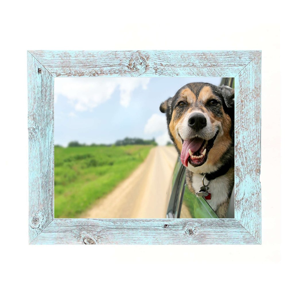 12" x 24" Blue Solid Wood Hanging Picture Frame