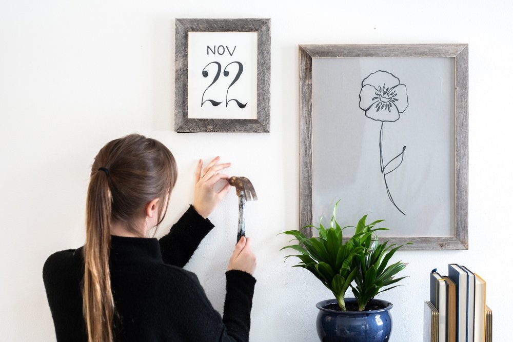 12" x 24" Gray Solid Wood Hanging Picture Frame