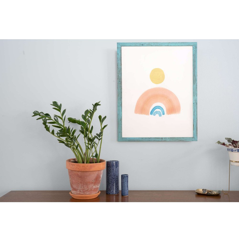 22" x 28" Blue Solid Wood Hanging Picture Frame