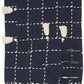 Navy And White Stitched Square Pattern Cotton Throw Blanket