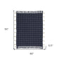Navy And White Stitched Square Pattern Cotton Throw Blanket