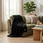 60" X 2" Black Faux Fur Plush Throw Blanket