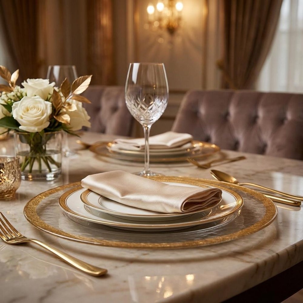 13" Clear And Gold Glass Charger Plate