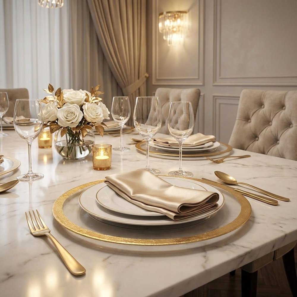 13" Clear And Gold Glass Charger Plate
