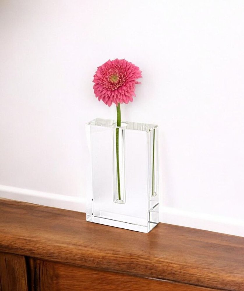 6" Clear Square Crystal Glass Table Vase