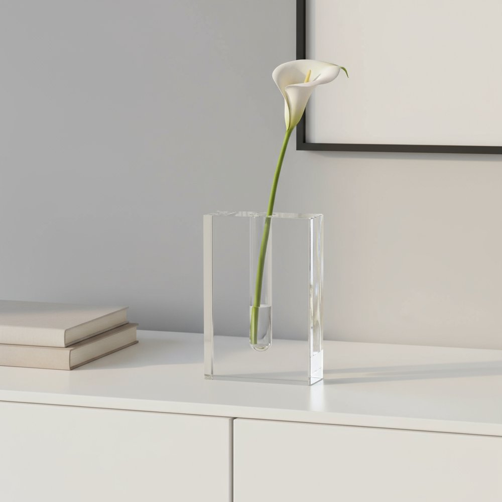8" Clear Crystal Clear Square Table Vase
