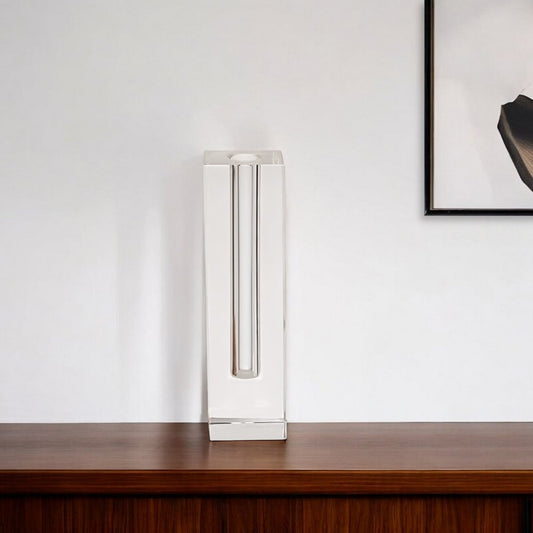 10" Clear Cylinder Crystal Glass Table Vase