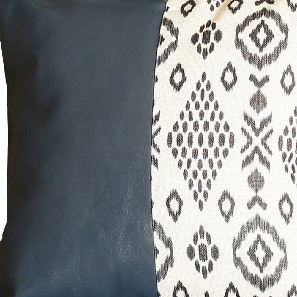 17" Navy Blue Faux Leather Throw Pillow Cover