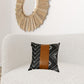 Black And White Pearl Geo With Brown Faux Leather Pillow Cover
