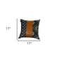 Black And White Pearl Geo With Brown Faux Leather Pillow Cover