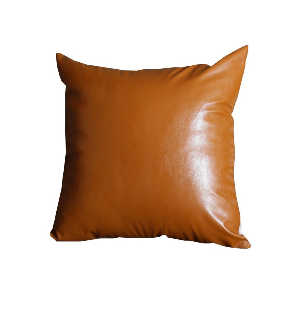 17" Brown Faux Leather Throw Pillow Cover