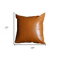 17" Brown Faux Leather Throw Pillow Cover