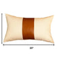 12" X 20" Brown and White Faux Leather Throw Pillow Cover