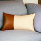 12" X 20" Brown and White Faux Leather Throw Pillow Cover