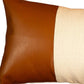 12" X 20" Brown and White Faux Leather Throw Pillow Cover