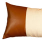 12" X 20" Brown and White Faux Leather Throw Pillow Cover