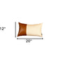 12" X 20" Brown and White Faux Leather Throw Pillow Cover