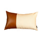 12" X 20" Brown and White Faux Leather Throw Pillow Cover