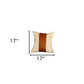 17" Ivory And Brown Fabric And Faux Leather Throw Pillow Cover