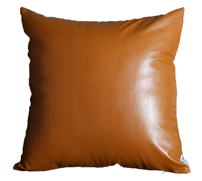 Set of Two 17" Brown Faux Leather Throw Pillow Covers