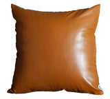 Set of Two 17" Brown Faux Leather Throw Pillow Covers