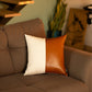 Set of Two 17" Brown And White Faux Leather Throw Pillow Covers