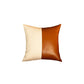 Set of Two 17" Brown And White Faux Leather Throw Pillow Covers