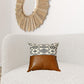 Set Of 2 Semi Brown Faux Leather And Eclectic Geometric Patterns Pillow Covers