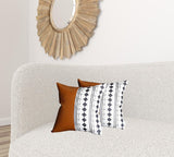 Set of Two 17" Brown And White Faux Leather Throw Pillow Covers