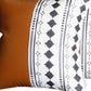 Set of Two 17" Brown And White Faux Leather Throw Pillow Covers