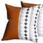 Set of Two 17" Brown And White Faux Leather Throw Pillow Covers
