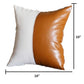 Set of Four Brown and White Faux Leather Throw Pillow Cover