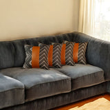 Set Of 4 Black And White Geo With Faux Leather Lumbar Pillow Covers