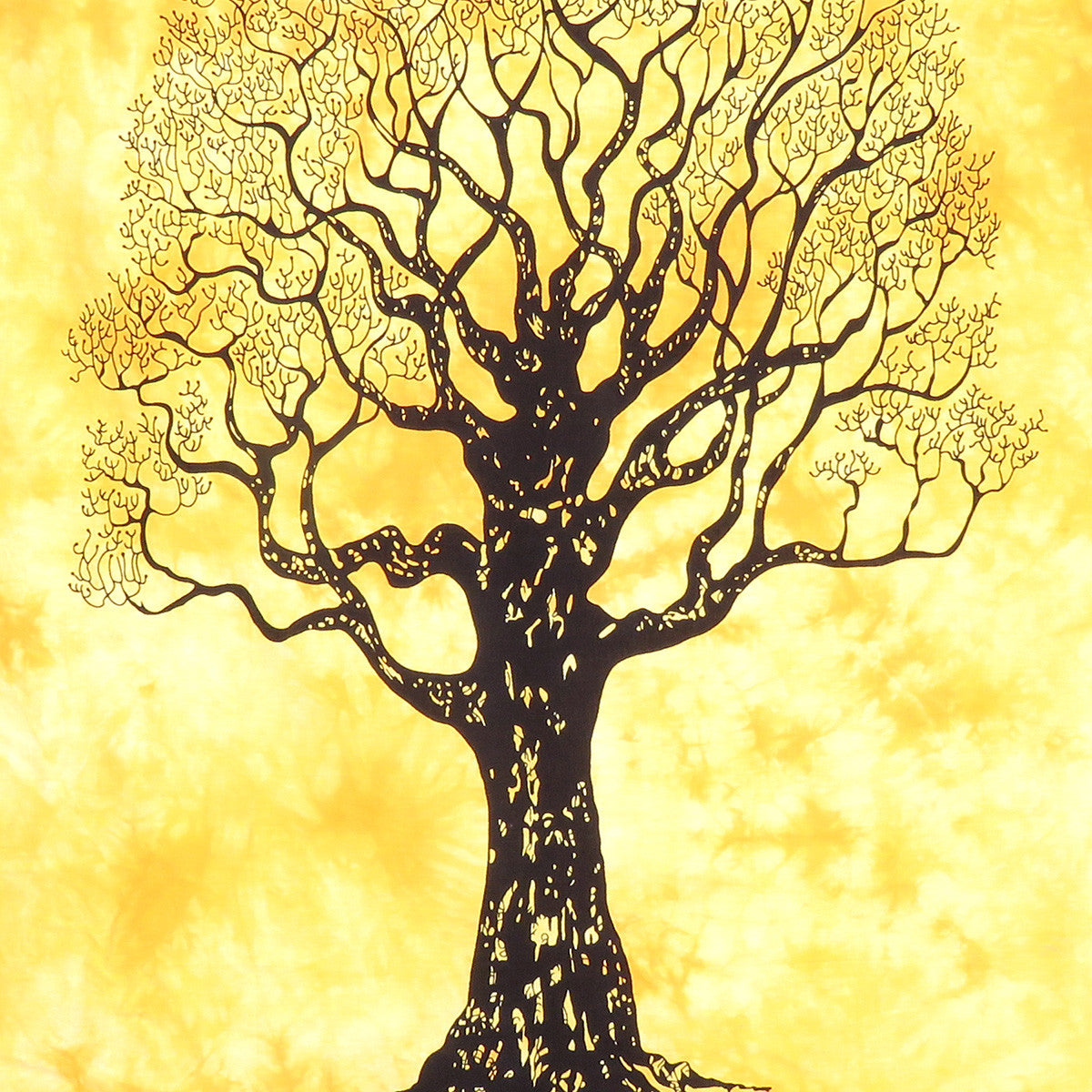 45" X 30" Black Orange And Yellow Trees Cotton Hanging Tapestry
