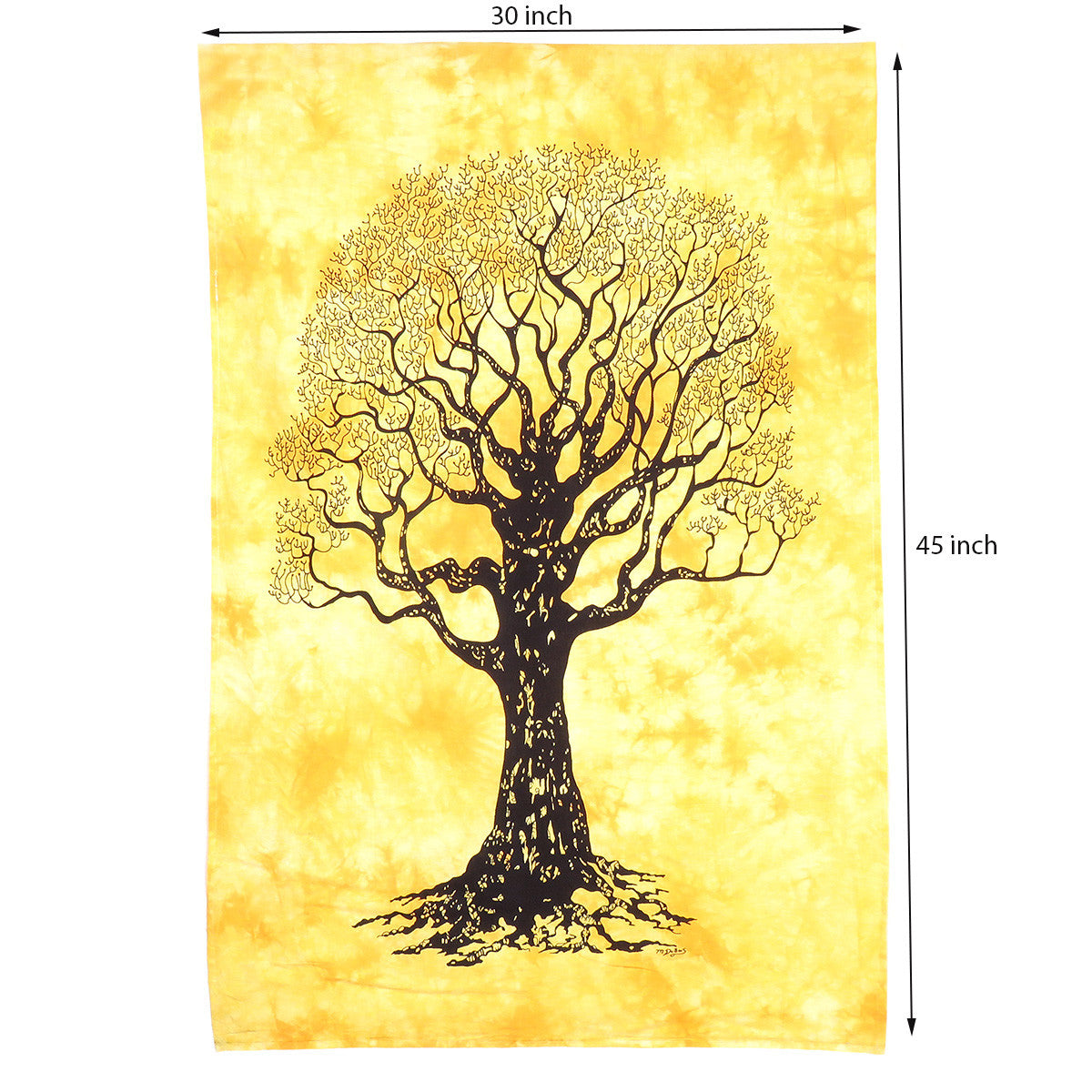 45" X 30" Black Orange And Yellow Trees Cotton Hanging Tapestry